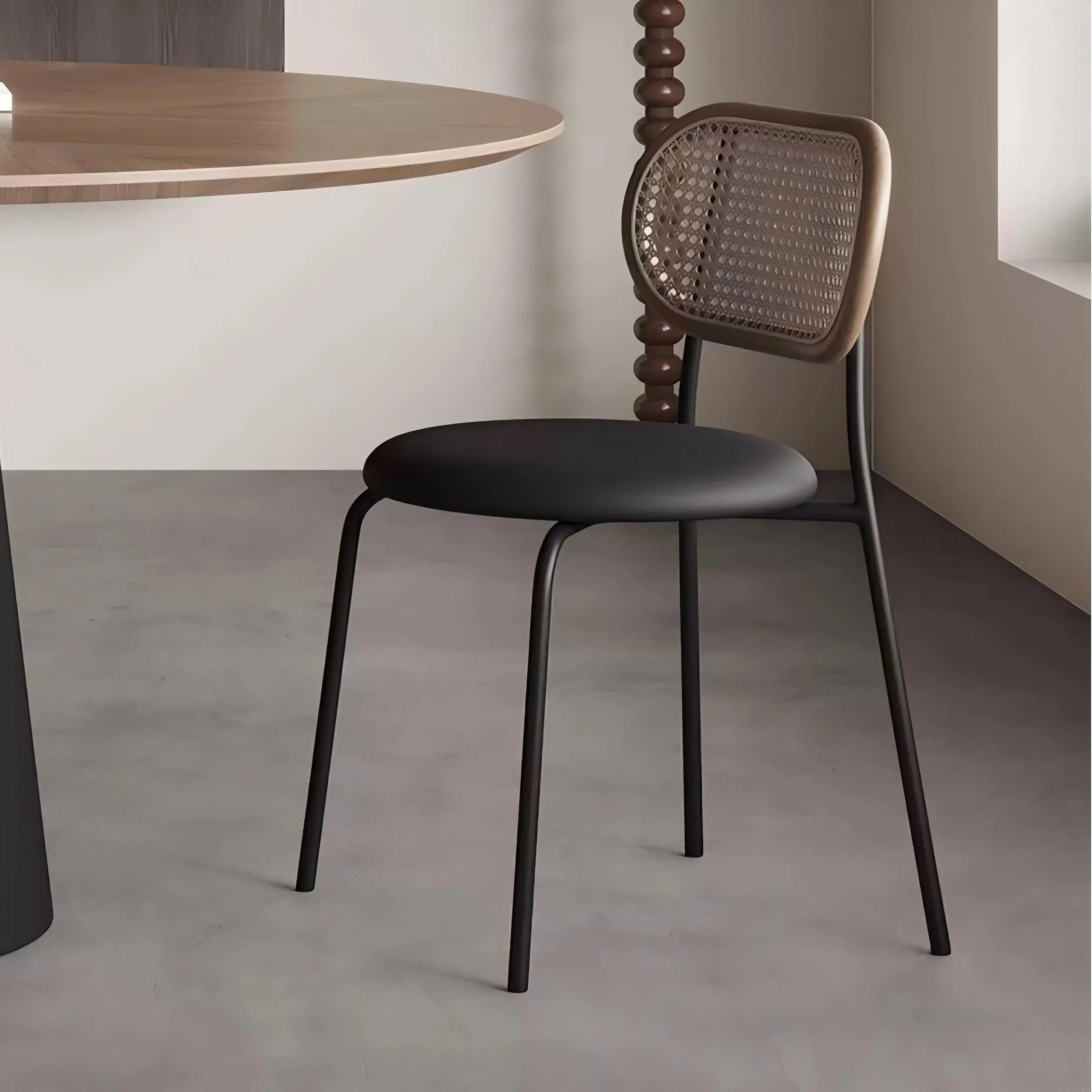 Woven Grace Dining Chair - Handwoven Rattan Seat with Wooden Frame in Natural Finish - Image 2