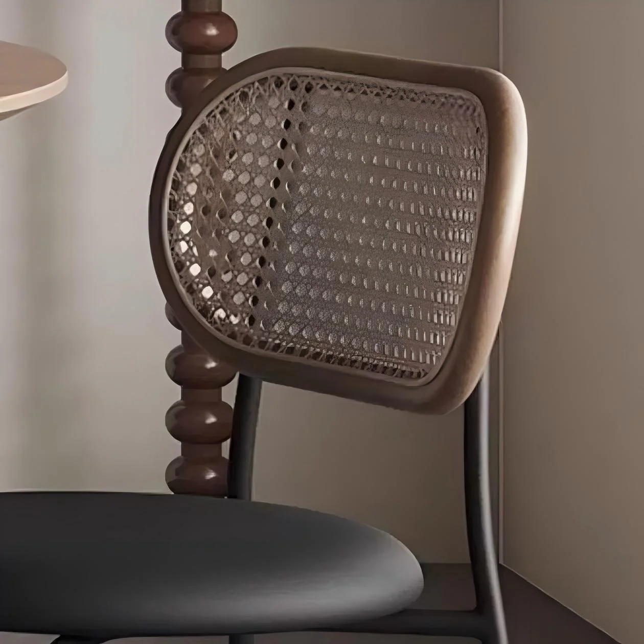 Woven Grace Dining Chair - Handwoven Rattan Seat with Wooden Frame in Natural Finish - Image 3