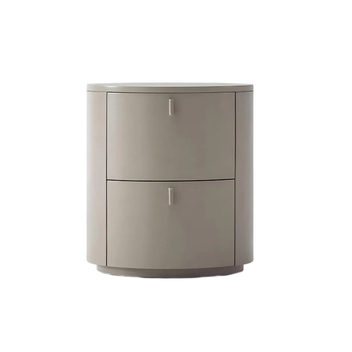 Cream Cylinder Nightstand - Modern Round Bedside Table with Storage in Matte Cream Finish