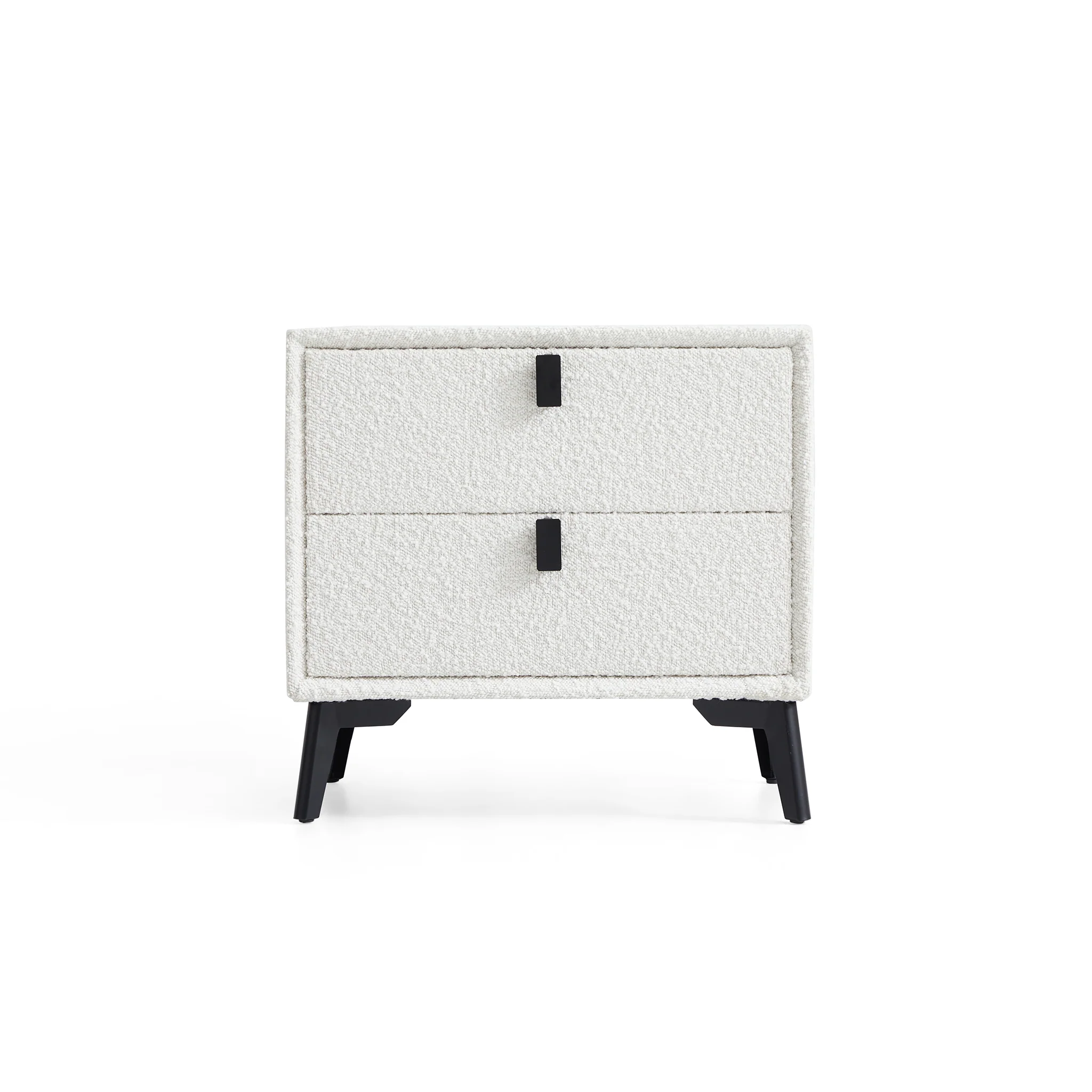 Cushy Boucle Fabric Nightstand - Soft-Touch Bedside Table with Drawer in Textured Boucle Upholstery