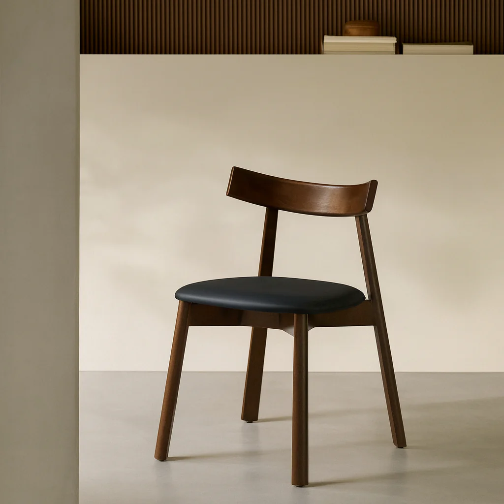 Ester Upholstered Dining Chair - Elegant Curved Backrest in with Oak Legs - Image 5